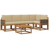 vidaXL Zunanja garnitura za sedenje z blazino 6 pcs Naravna in bež, (5000281420) | Shoptok.si