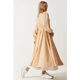  Women's Cream Zipper Seasonal Woven Dress Trench Coat