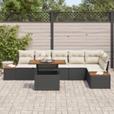 vidaXL Set od 7 Komada Vrtni Sofa s Jastučićima Crni Poliratan | shoptok.hr