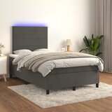 vidaXL Krevet box spring s madracem LED tamnosivi 120 x 200 cm baršun Cijene