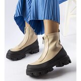 Gemre Beige women's ankle boots with a thick sole and zipper Morley | Shoptok.si