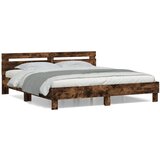 Maison Chic Posteljni okvir - Dvoposteljna postelja - Zakonska postelja z vzglavjem dimljen hrast 160x200 cm inž. les-J5912, (21760529) Cene