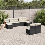  9-dijelni set vrtnih sofa s jastucima crni od poliratana | shoptok.hr