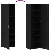 vidaXL Črna hrastova visoka omara 50x42.5x185 cm iz vezanega lesa | Shoptok.si