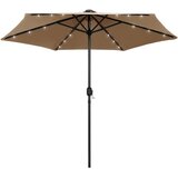 vidaXL Senčnik z LED lučkami in aluminijastim drogom 270 cm taupe, (20610035) | Shoptok.si