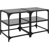 Furnova Klubske mizice s črno stekleno površino 2 kos 40x40x45 cm jeklo, (21913417) | Shoptok.si
