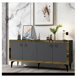 Hanah home komoda poli black marble anthracite gold