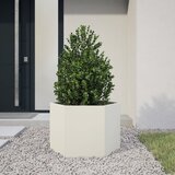Maison Chic Vrtno korito - Greda - Cvetlični Lonec bela šestkotnik 40x40x40 cm jeklo, (21788661) | Shoptok.si