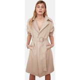 Trendyol Beige Oversize Ring Buckle Belt Water Repellent Trench Coat | Shoptok.si