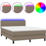  Krevet box spring s madracem LED smeđesivi 140x200 cm tkanina | shoptok.hr