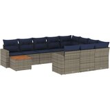 vidaXL 11-dijelni set vrtnih sofa od poliratana s jastucima sivi | shoptok.hr