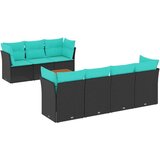  Vrtna garnitura - 8-dijelni set vrtnih sofa od poliratana s jastucima crni - Crna 2x corner+3x centre+1x garden+7x back+5x seat | shoptok.hr