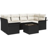 vidaXL set od 7 dijelova dnevnog boravka u vrtu s jastucima crni poli ratan, dvosjed dnevni boravak u vrtu s pohranom i jastucima crni poli ratan | shoptok.hr