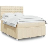 vidaXL Box spring postelja z vzmetnico krem 140x190 cm blago | Shoptok.si