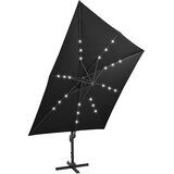  Konzolni vrtni suncobran sa stupom i LED svjetlima 300 cm crni | Eponuda.com