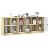  Regal za knjige s vratima boja hrasta 204 x 37 x 75 cm drveni Smeđa | Shoptok.si