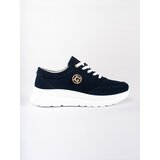 GOODIN Navy blue leather sneakers on a platform | shoptok.hr