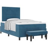 Box Postelja z vzmetnico z vzmetnico Temno modra 120 x 200 cm Žamet, (5000128660) | Shoptok.si