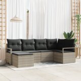 vidaXL 6-delni vrtni kavč set z blazinami svetlo siva poli ratan | Shoptok.si