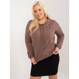 Fashion Hunters brown casual oversized blouse with drawstrings cene