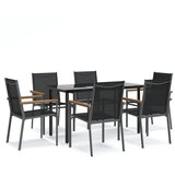  7-dijelni vrtni blagovaonski set crni od tekstilena i čelika Crna Dužina stola 140 cm | shoptok.hr