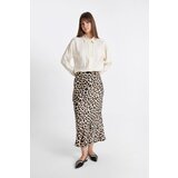 Defacto A Cut High Waist Leopard Patterned Long/Maxi Length 100% Satin Skirt cene