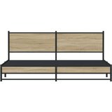 vidaXL Kovinski posteljni okvir brez vzmetnice sonoma hrast 200x200 cm | Shoptok.si