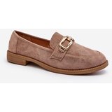 Kesi Women's suede loafers with flat heels, dark beige Misal | shoptok.hr