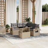  6-dijelni set vrtnih sofa s jastucima bež od poliratana 100 x 55 x 73 cm | Shoptok.si