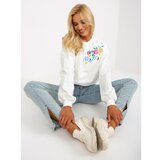 Fashion Hunters White sweatshirt without a hood with RUE PARIS embroidery Cene