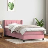 Box spring postelja z vzmetnico roza 80x220 cm žamet, (21791235) | Shoptok.si