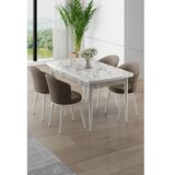 Hanah home Rasklopivi trpezarijski sto i stolice (5 delova) Asfel White Marble Cappuccino | Eponuda.com