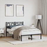  Metalni okvir za krevet s uzglavljem crni 120x190 cm | shoptok.hr