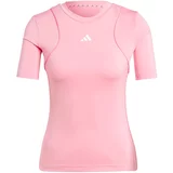 Adidas Tehnička sportska majica 'Hyperglam' prljavo roza / bijela