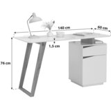 XORA pisalna miza les, leseni material bela, barve hrasta | Shoptok.si