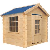 Timbela Zunanja otroška hiška, 13 mm deske - Lesena igralna hiška brez podov z modro streho V121 x 114 x 111 cm / 0,86 m2 - M570M-1, naravni les, (21813840) Cene