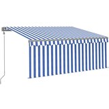 vidaXL Avtomatska tenda s senčilom LED + senzor 3,5x2,5 m modra/bela, (20966151) Cene