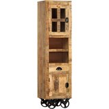  Visoka komoda s kotačima 38x30x143 cm grubo masivno drvo manga Cijene