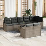 vidaXL 8-delni vrtni kavč z blazinami črna poli ratan | Shoptok.si