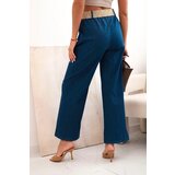 Kesi Włoski Women's cotton trousers with wide legs and a belt denim | shoptok.hr