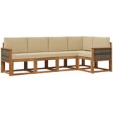  Set vanjskih sofa 5 kom. Prirodna i bež Poliester Smeđa 243 x 124,5 x 73 cm | shoptok.hr