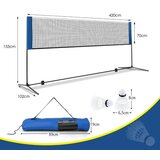  Mreža za badminton s postoljem, podesiva visina, sa 2 reketa i torbom za prijenos, dimenzije 420 x 102 x 89-155 cm | shoptok.hr