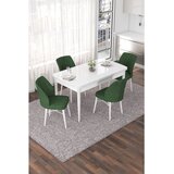 Hanah home trpezarijski set Nef, sto na razvlačenje i 4 stolice, bela ploča, kaki zelena tkanina Jerry | Eponuda.com