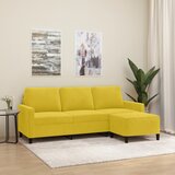 vidaXL Kavč trosed s stolčkom za noge rumen 180 cm žamet | Shoptok.si
