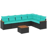 vidaXL 8-delni vrtni komplet sedežnih garnitur z blazinami črne barve poli ratan, (5000293529) | Shoptok.si