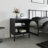  Noćni ormarić crni 50 x 35 x 60 cm od stakla i čelika | shoptok.hr