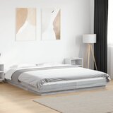 Maison Chic Posteljni okvir - Dvoposteljna postelja - Zakonska postelja z LED lučkami siva sonoma 150x200 cm inž. les, (21697428) | Shoptok.si