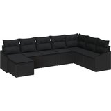 vidaXL 8 delni vrtni jedilni set z blazinami črn poli ratan, (22092972) | Shoptok.si