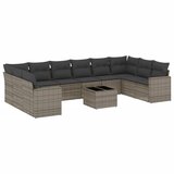 Maison Chic Seti vrtnega pohištva - Vrtna garnitura - Vrtni pohištvo set 11-delna z blazinami siv poli ratan, (21809924) | Shoptok.si