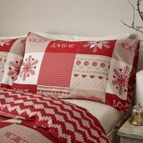 Catherine Lansfield Rdeča/bež podaljšana posteljnina za zakonsko posteljo 230x220 cm Let it Snow – | Shoptok.si